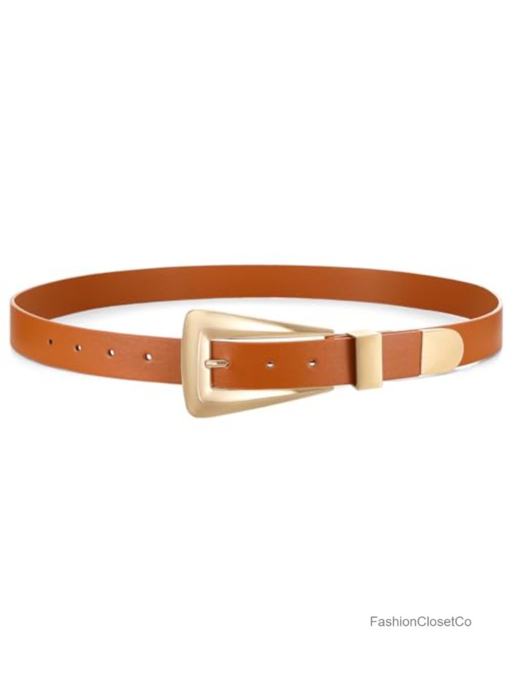 Faux Leather Belt with Gold Buckle Western Style Women's Waist Belt